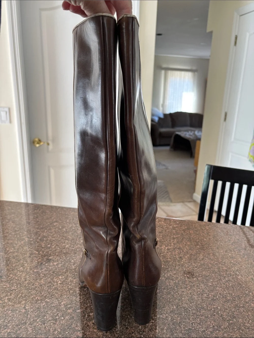 Gucci Ladies dark brown 70’s Horsebit Stacked Heel Boots-7-VINTAGE - Picture 12 of 15